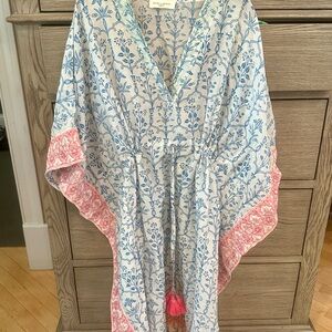 Dandy and Brooks London Floral Blue and Pink Kaftan. One size.